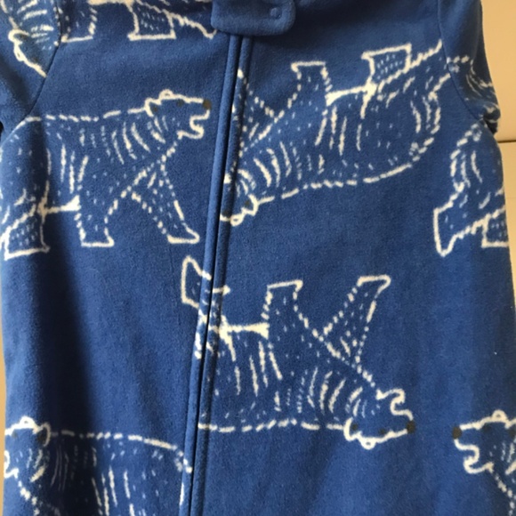 Carters 2T Toddler Sleeper Fleece Onesie With Feet NWOT Royal Blue Polar Bear - Picture 4 of 5